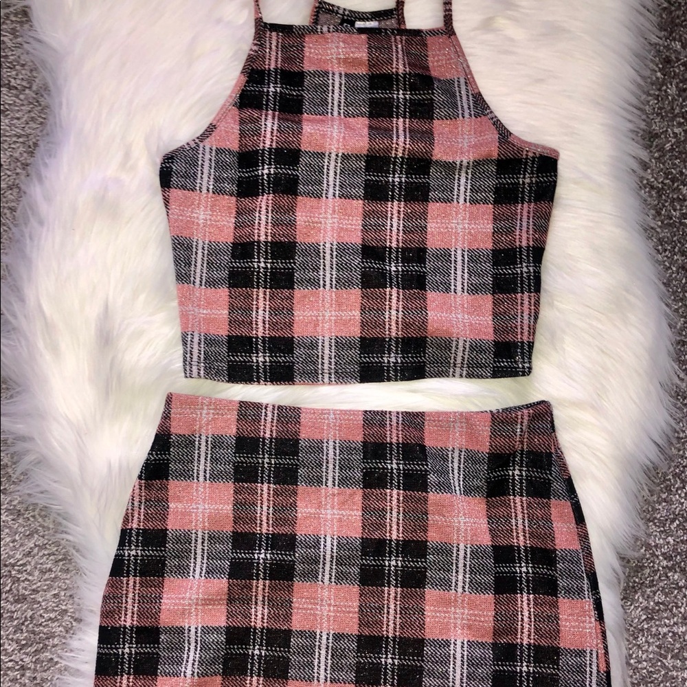 H&M plaid matching skirt set